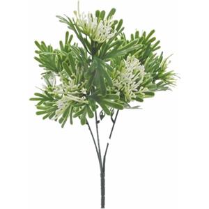 Decoflorall Vuller 29cm PLASTIC LEAF BUSH GREEN/WHITE corsage vuller of in klein potje