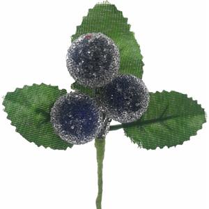 Decoflorall Besjes FROSTED RASPBERRY PICK DARK BLUE 10 cm/ zakje 6 st ook leuk als corsage