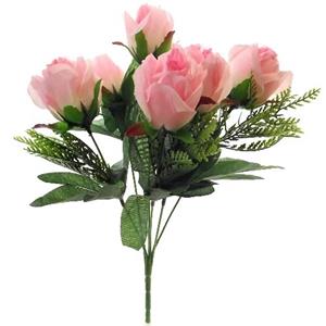 Decoflorall Rozenboeketje 33cm Rozenbundel met Gips en blad Lichtroze Zijdebloem flowerwall vuller