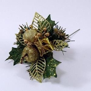 Decoflorall Kerstbijsteker GOUD Appel, cadeautje en besjes / stuk Kerstbijsteker