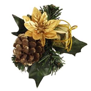 Decoflorall Kerstbijsteker GOUD Appel, cadeautje en besjes / stuk Kerstbijsteker