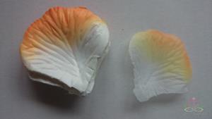Decoflorall Blad zijde blaadjes Oranje-Wit 2kleur rozenblaadjes / pakje Blad zijde blaadjes