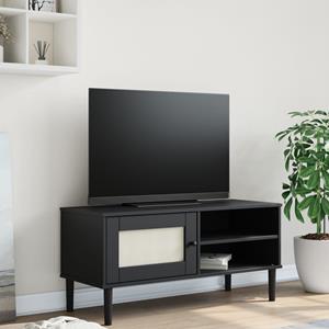 VidaXL Tv-meubel SENJA 106x40x49 cm rattan massief grenenhout zwart