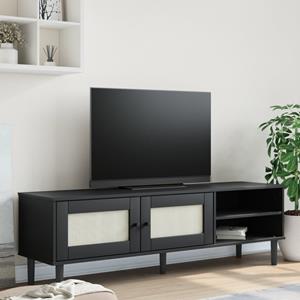 VidaXL Tv-meubel SENJA 158x40x49 cm rattan-look massief grenen zwart