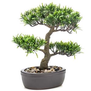 Emerald Kunstplant Bonsai Boompje - Groen - In Pot - 32 Cm