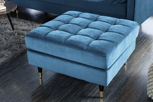 Invicta Interior Hocker COZY VELVET 80cm petrol blauw goud fluweel metalen poten - 43608