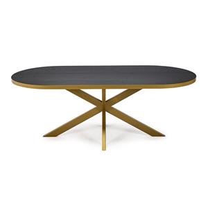 STALUX Plat ovale eettafel Noud 180 x 100 - goud / zwart eiken