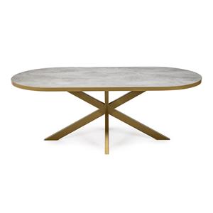 STALUX Plat ovale eettafel Noud - goud / beton