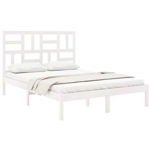 VidaXL Bedframe massief hout wit 135x190 cm 4FT6 Double