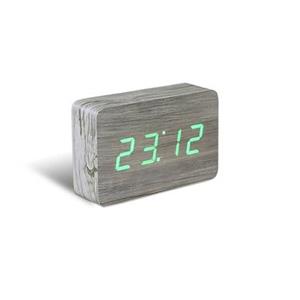 Gingko Brick click clock Wekker - Essenhout|LED Groen