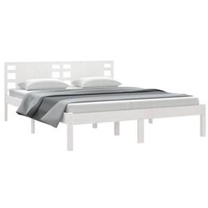 VidaXL Bedframe massief hout wit 150x200 cm 5FT King Size