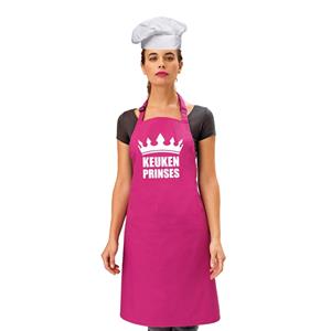 Bellatio Decorations Keuken prinses keukenschort roze dames met witte koksmuts -