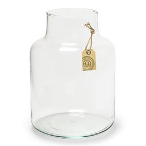 Merkloos Transparante melkbus vaas/vazen van eco glas 14 x 20 cm -