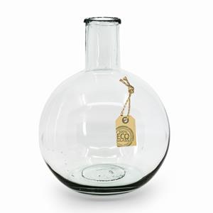 Jodeco Bloemen vaas transparant eco-glas met flessenhals 31 x 22 cm -