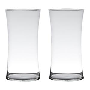 Merkloos Set van 2x stuks transparante luxe stijlvolle vaas/vazen van glas x 20 cm -