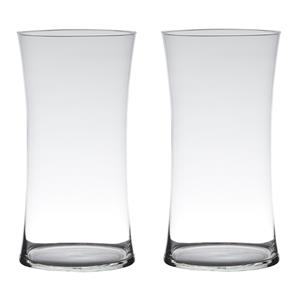 Merkloos Set van 2x stuks transparante luxe stijlvolle vaas/vazen van glas x 20 cm -
