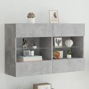 VidaXL Tv-wandmeubel met LED-verlichting 98,5x30x60,5 cm betongrijs