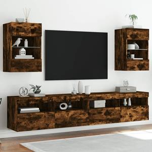 vidaXL TV-Schrank TV-Wandschränke mit LED-Leuchten 2 Stk. Räuchereiche (2-St)