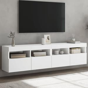 vidaXL TV-Schrank TV-Wandschränke mit LED-Leuchten 2 Stk. Weiß 80x30x40 cm (2-St)