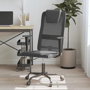 VidaXL Kantoorstoel verstelbare hoogte mesh en kunstleer grijs zwart