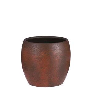 Mica Decorations Bloempot Lester Rond Mat Roestbruin Stone Handgemaakt - 26 X Ø 28 Cm