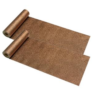 Chaks Kerst thema tafelloper op rol - 2x - brons glitter - 30 x 500 cm - polyester -