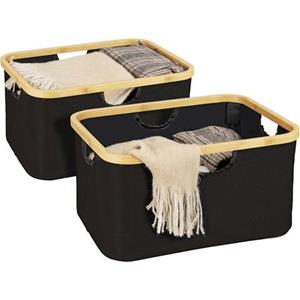 WENKO Wäschekorb "Ecori, faltbar", (Set, 2 St.), Textilien 100% recyceltem Polyester,Rahmen FSC-zertifiziertem Bambus