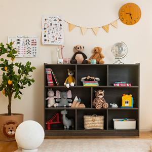 Costway Kinderboekenkast op 3 Niveaus met 8 Planken Kinderboekenrek voor Kinderkamer Woonkamer Belastbaar tot 60 kg 122 x 32 x 93 CM
