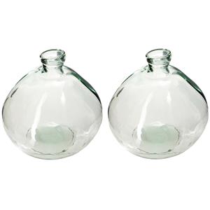 Atmosphera Bloemenvaas - 2x - Organische bol fles vorm - helder transparant - glas - H22 x D21 cm -