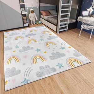 HANSE Home Kinderteppich "Adventures Rainbow Clouds", rechteckig, Spielteppich, weich, Kinderzimmer, Kurzflor, Spielunterlage, Teppich