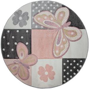 Paco Home Kindervloerkleed Cosmo 220 3d-design, patchwork motief, schattig motief vlinders & stippen