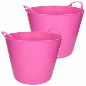 Excellent Houseware Flexibele emmer - 2x - roze - 27 liter - kunststof - x 35 cm -