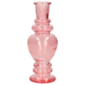 Ideas 4 Seasons Bloemenvaas Venice - voor kleine stelen/boeketten - gekleurd glas - helder roze - D5,7 x H15 cm -