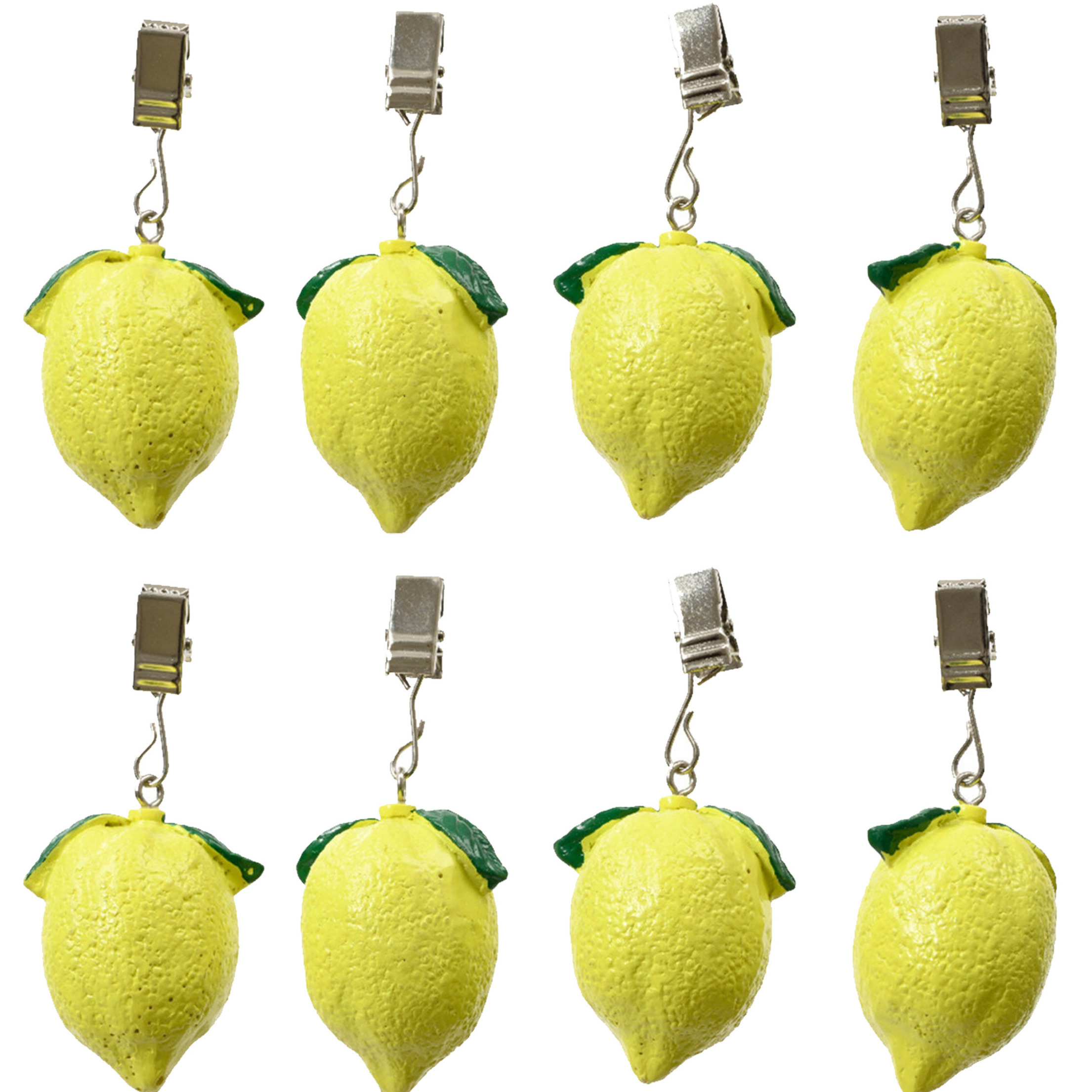 Decoris Tafelkleedgewichtjes/hangers - 8x - citroen - ijzer - geel -