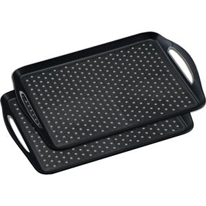 Merkloos 2x Dienbladen zwart kunststof met anti-slip noppen 32 x 45 cm -