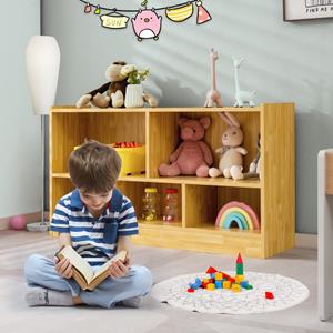 Costway Kinderboekenkast & Speelgoed Opslag 5 Kubussen Kinderen Opbergkast voor het Organiseren van Speelgoed Boeken Houten Opbergplank