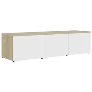 vidaXL TV-Schrank TV-Schrank Weiß und Sonoma-Eiche 120x34x30 cm Holzwerkstoff (1-St)