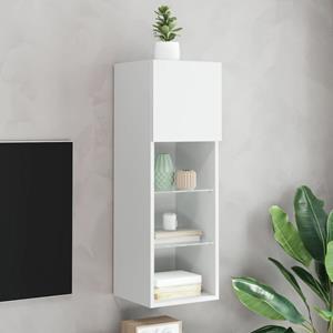 vidaXL TV-Schrank TV-Schrank mit LED-Leuchten Weiß 30,5x30x90 cm