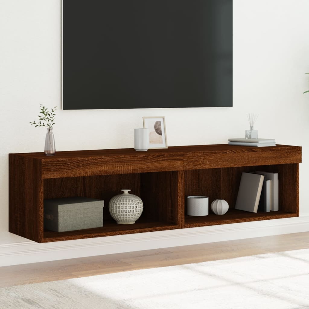 VidaXL Tv-meubels met LED-verlichting 2 st 60x30x30 cm bruineikenkleur