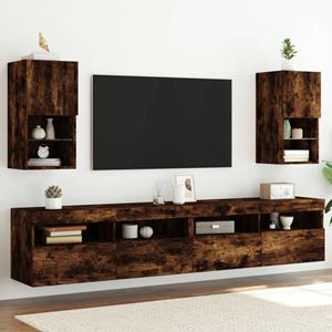 vidaXL TV-Schrank TV-Schränke mit LED-Leuchten 2 Stk. Räuchereiche 30,5x30x60 cm (2-St)