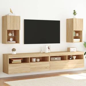 vidaXL TV-Schrank TV-Schränke mit LED-Leuchten 2 Stk. Sonoma-Eiche 30,5x30x60 cm (2-St)