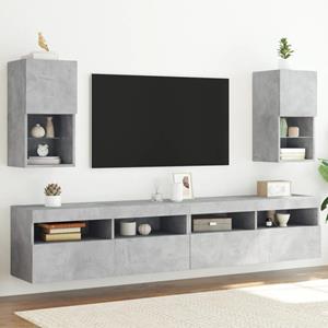 vidaXL TV-Schrank TV-Schränke mit LED-Leuchten 2 Stk. Betongrau 30,5x30x60 cm (2-St)