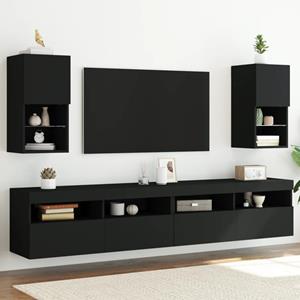 vidaXL TV-Schrank TV-Schränke mit LED-Leuchten 2 Stk. Schwarz 30,5x30x60 cm (2-St)