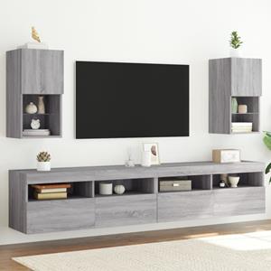 vidaXL TV-Schrank TV-Schränke mit LED-Leuchten 2 Stk. Grau Sonoma 30,5x30x60 cm (2-St)