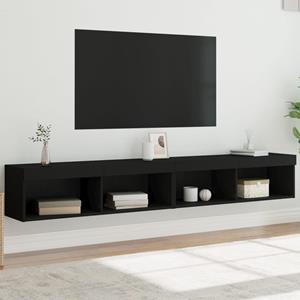 vidaXL TV-Schrank TV-Schränke mit LED-Leuchten 2 Stk. Schwarz 100x30x30 cm (2-St)