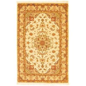 morgenland Teppich "Täbriz 50 Raj Teppich handgeknüpft beige", rechteckig, handgeknüpft