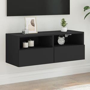 vidaXL TV-Schrank TV-Wandschrank Schwarz 80x30x30 cm Holzwerkstoff (1-St)