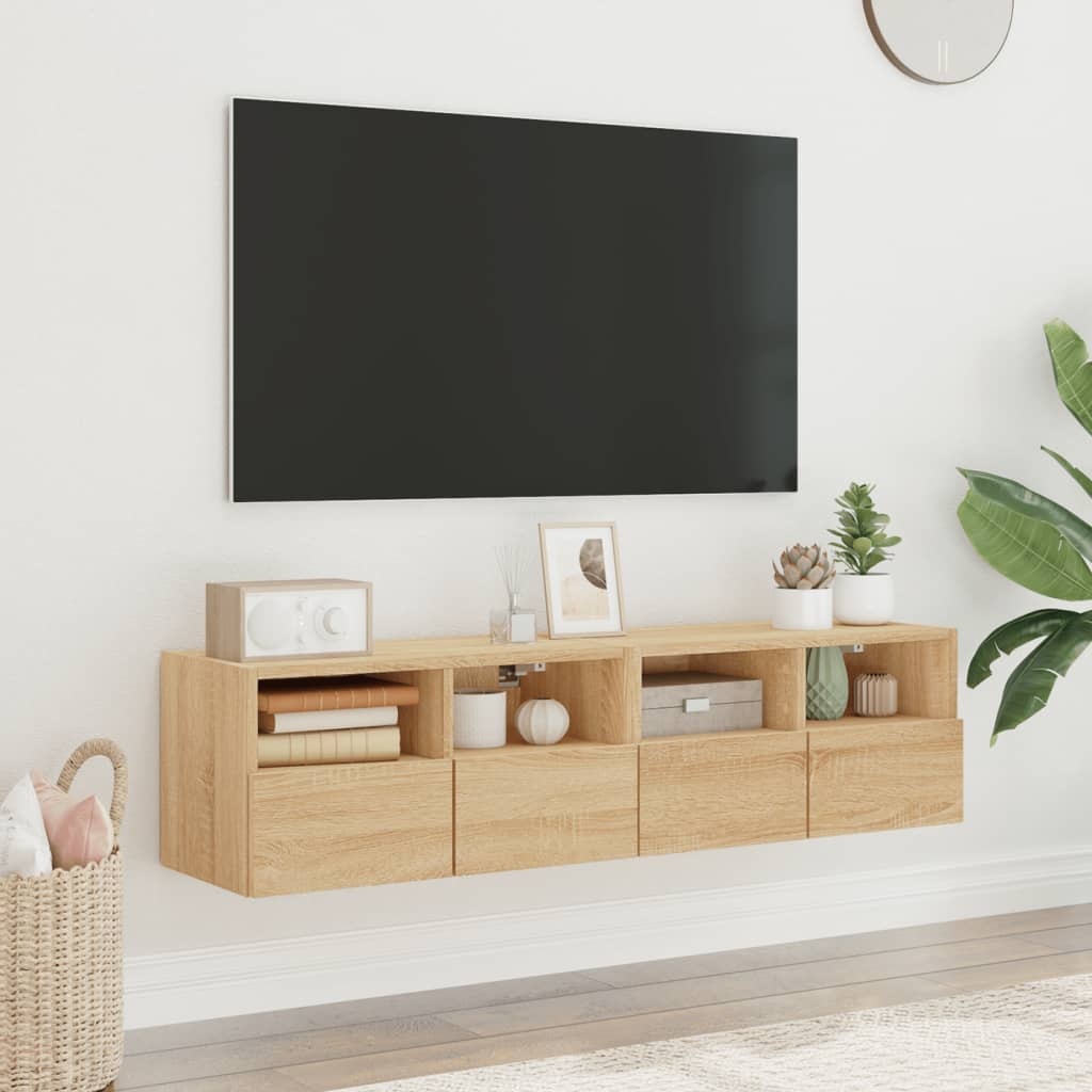 VidaXL Tv-meubels 2 st 60x30x30 cm bewerkt hout sonoma eikenkleurig