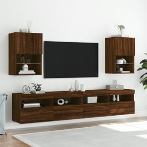 VidaXL Tv-meubels met LED-verlichting 2 st 40,5x30x60 cm bruineiken