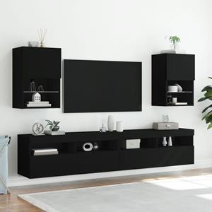 VidaXL Tv-meubels met LED-verlichting 2 st 40,5x30x60 cm zwart